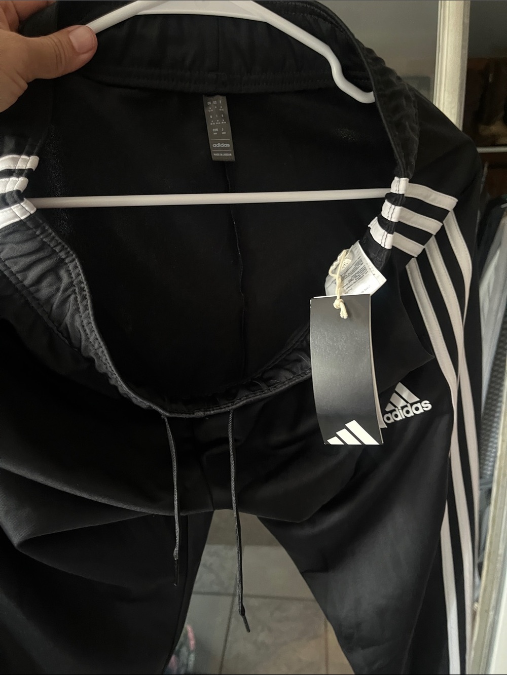 adidas Black Track Joggers with White Three-Stripes